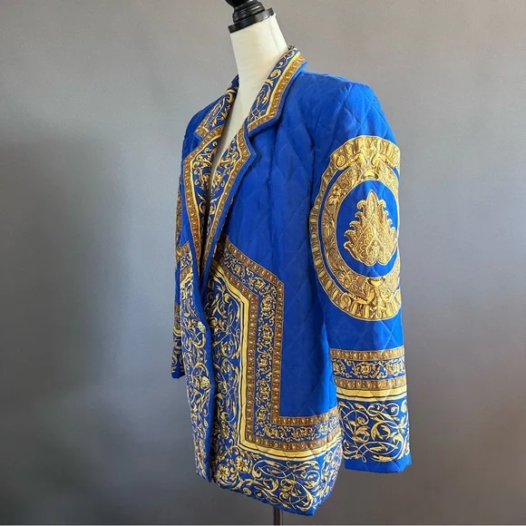 Vintage Adam Douglas Adrianna Papell Silk Quilted Baroque Blazer Jacket - Picture 10 of 14